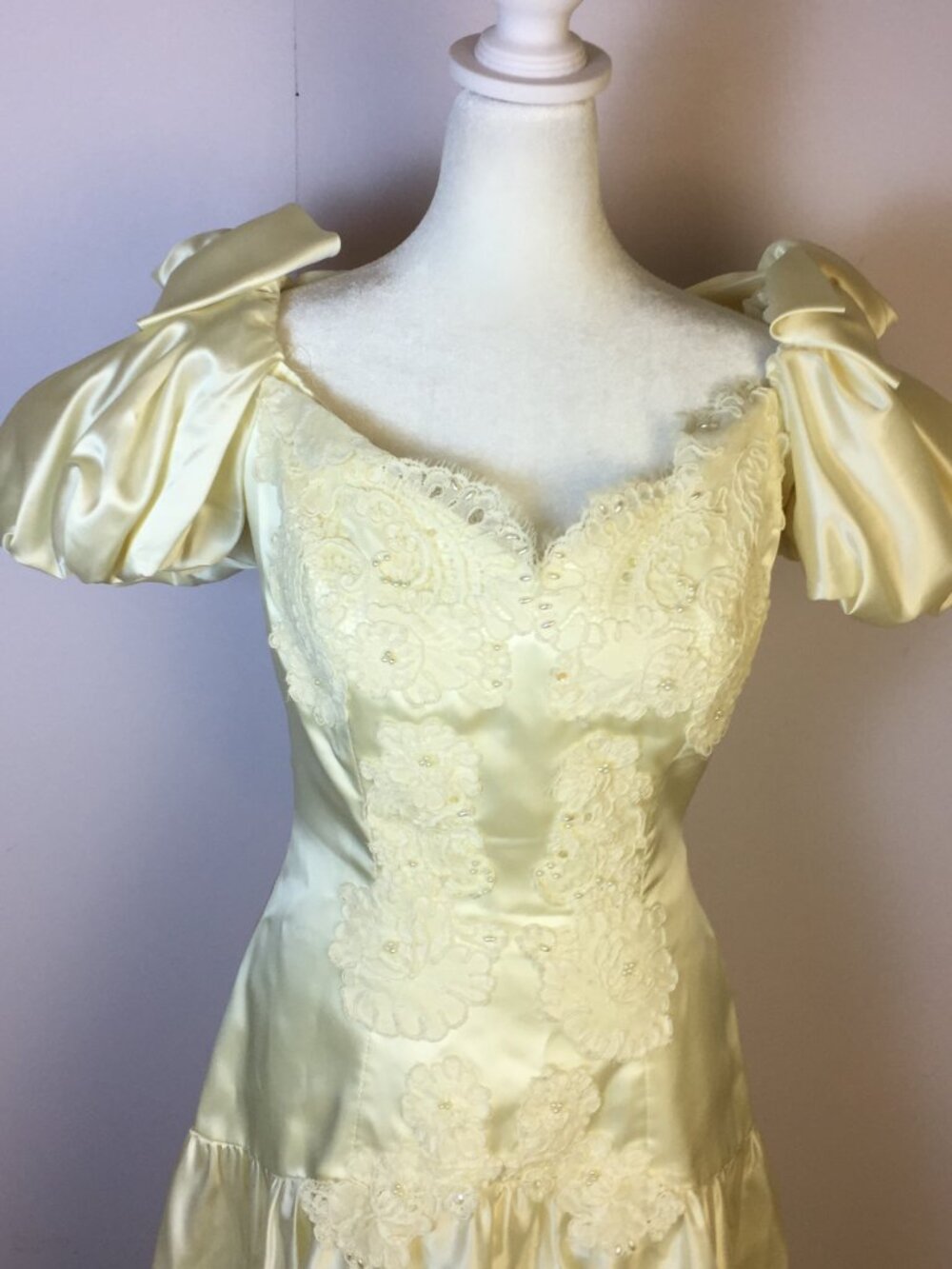 Vtg 1980s Bridal Originals Wedding Dress Size 10 Womans Cream Off the Shoulder - Picture 5 of 15